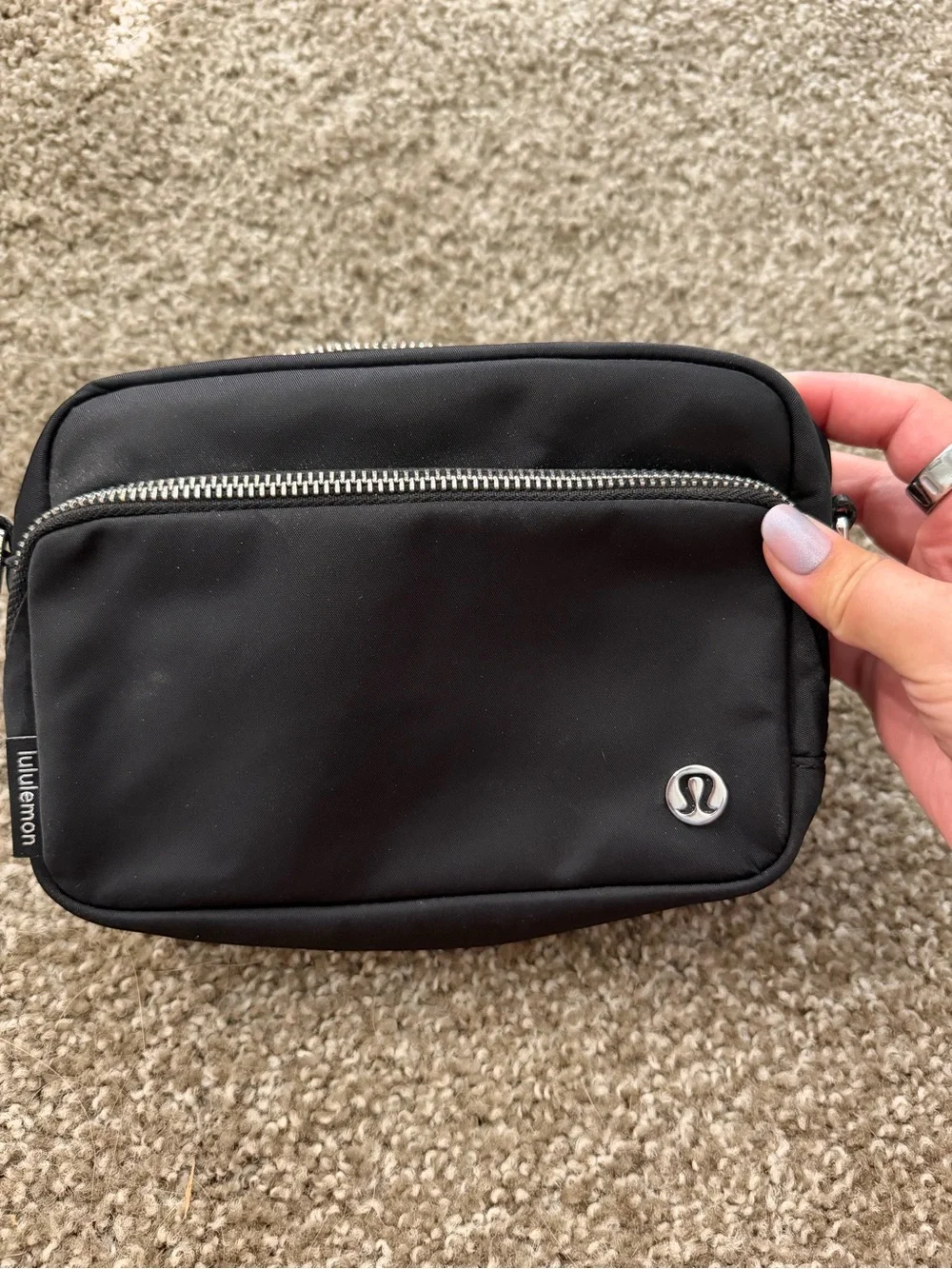 lululemon athletica Black Crossbody Bag with Silver Hardware